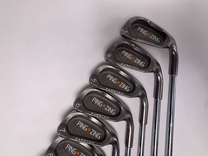 Ping Zing Iron Set 3-PW+SW Orange Dot 2* Flat Karsten KT-M Regular Steel Mens RH