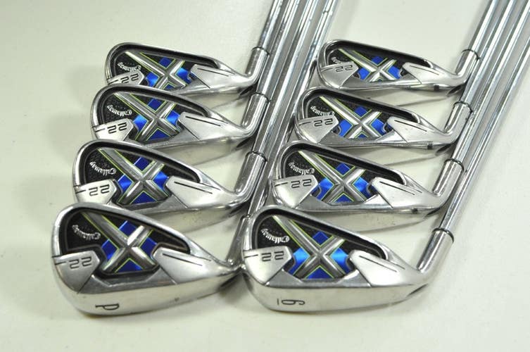 LEFT HANDED Callaway X-22 3-PW Iron Set Uniflex Steel # 201128