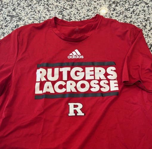 Adidas Rutgers lacrosse mens team shooter shirt L large NEW