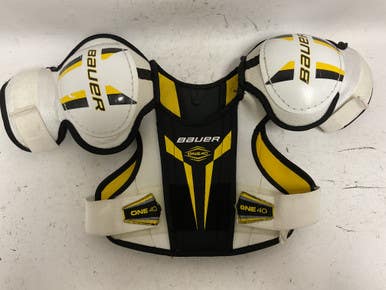 Used Bauer ONE40 Youth Shoulder Pads Black And White LG 11855-S000189265