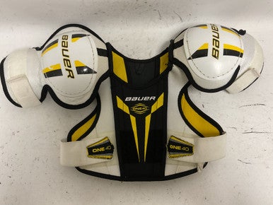 Used Bauer ONE40 Youth Shoulder Pads Black And White LG 11855-S000189265
