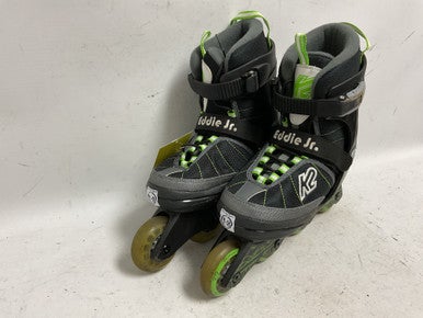 Used K2 EDDY JR 4-8 Junior Rec Fitness Skates Green Adjustable 11855-S000189229