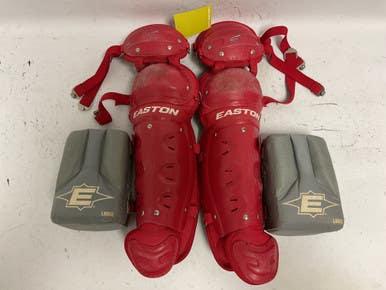 Used Easton JR SHIN GUARDS W/ KNEE SAVERS Catchers Leg Guards Red Junior 11855-S000189212
