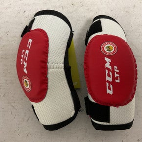 Used CCM LTP LITTLE BLACKHAWKS Youth Elbow Pads White/Black/Red MD 11855-S000189190