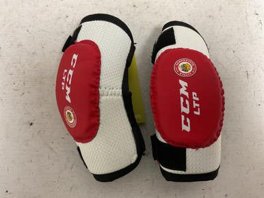 Used CCM LTP LITTLE BLACKHAWKS Youth Elbow Pads White/Black/Red MD 11855-S000189190