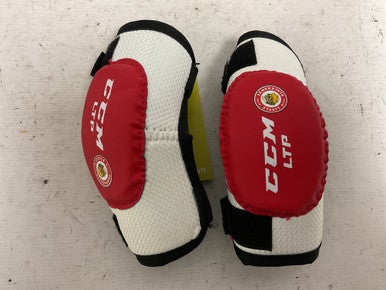 Used CCM LTP LITTLE BLACKHAWKS Youth Elbow Pads White/Black/Red MD 11855-S000189190