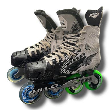 Used Mission INHALER FZ-5 Roller Hockey Skates White Senior 7.5 11375-C000364863