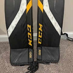 2023 34" +1.5 Custom CCM Axis Pro Goalie Leg Pads Pro Stock (Used) Black/Gold