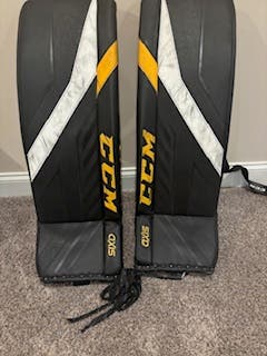 2023 34" +1.5 CCM Axis Pro Goalie Leg Pads Pro Stock (Used) Black/Gold