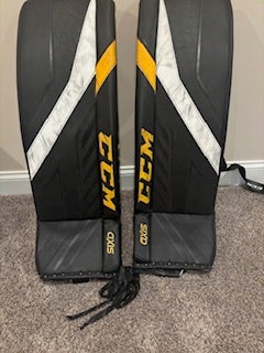 2023 34" +1.5 CCM Axis Pro Goalie Leg Pads Pro Stock (Used) Black/Gold