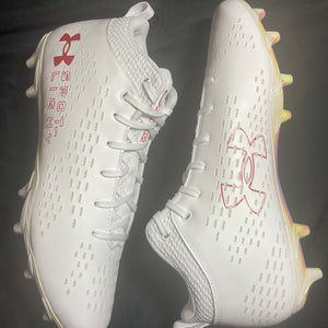 Free Shipping! UA White Team Spotlight Select 2.0 Mid Top Molded Cleats (New)