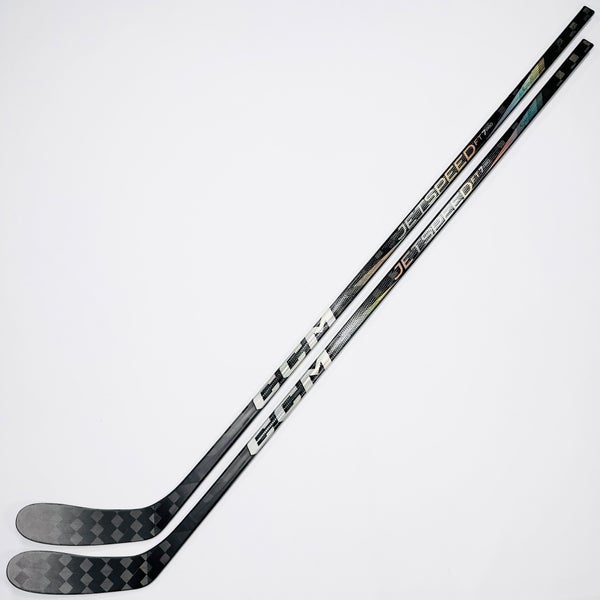New 2 Pack Custom Black CCM Jetspeed FT7 Pro Hockey Stick-RH-65 Flex-P28-Grip W/ Bubble Texture