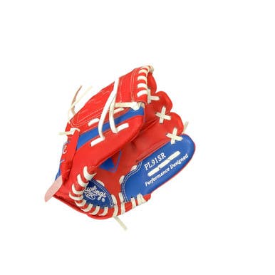 Used Rawlings PL91SR BB/SB Glove T-ball Red And Navy Blue 9" 11479-S000401285