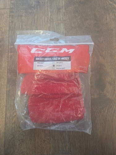 Red knit Junior Small 20 inch CCM Socks (New)