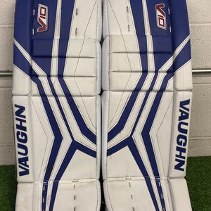 Blue 28" Junior Vaughn Velocity V10 Goalie Leg Pads (Used)