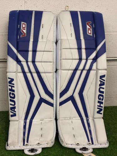 Blue 28" Junior Vaughn Velocity V10 Goalie Leg Pads (Used)