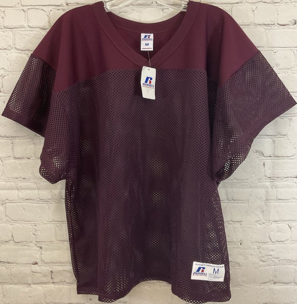 Medium Maroon Russell Athletic Mesh Team Jersey Cover Open Full Range Sleeves