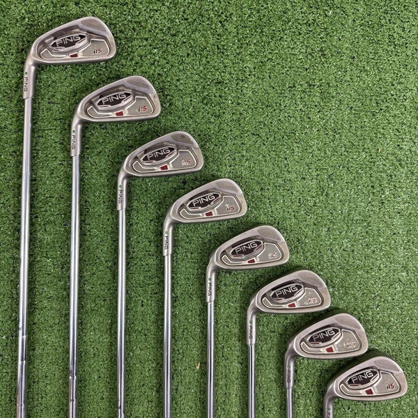 Ping i15 Iron Set 4-PW UW Steel AWT Stiff Flex Green Dot Left Handed +1/2 Long
