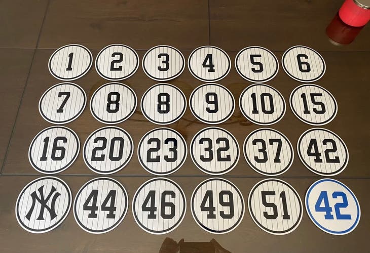 New York Yankees Retired Numbers Vinyl Decal Stickers