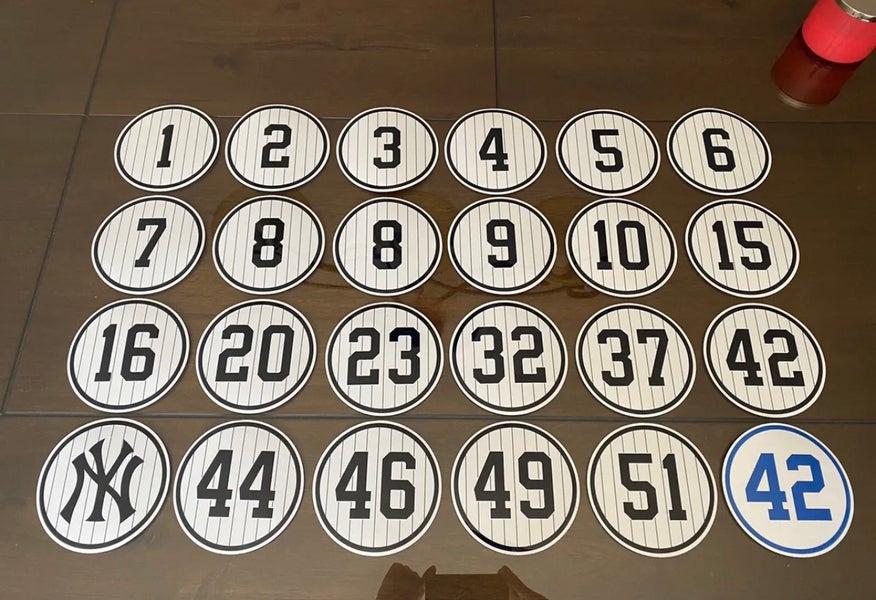 New York Yankees Retired Numbers Vinyl Decal Stickers