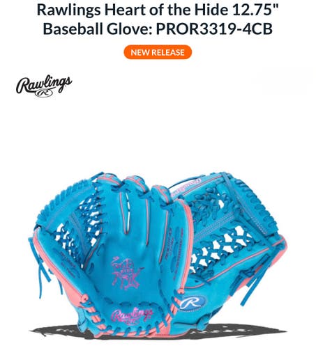 Brand New Rawlings Right Hand Throw Outfield Heart of the Hide Baseball Glove 12.75"