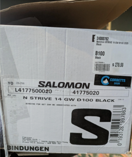 Salomon N Strive 14 GW D 100 Black Alpine Ski Bindings (2025)
