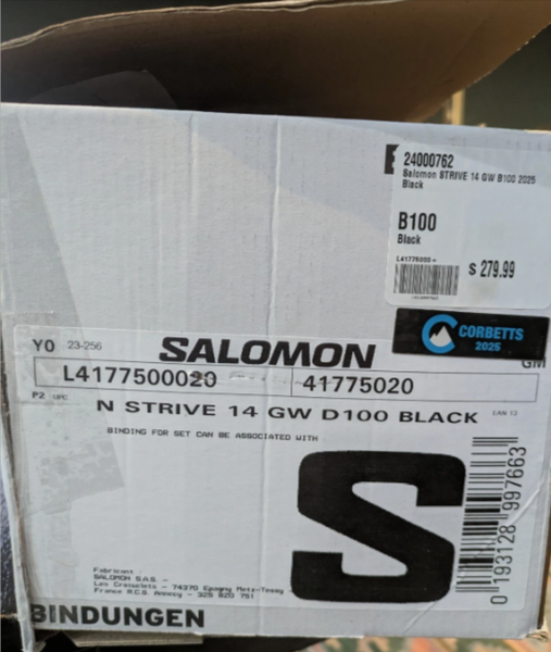 Salomon N Strive 14 GW D 100 Black Alpine Ski Bindings (2025)