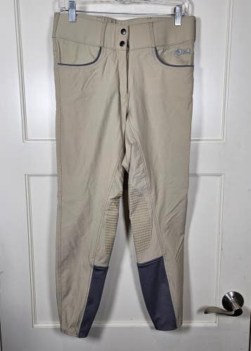 OEQ Oak Equestrian Riding Pants Women's Size 28 Tan Fitted Tight Silicone Grip
