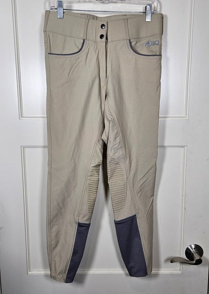 OEQ Oak Equestrian Riding Pants Women's Size 28 Tan Fitted Tight Silicone Grip