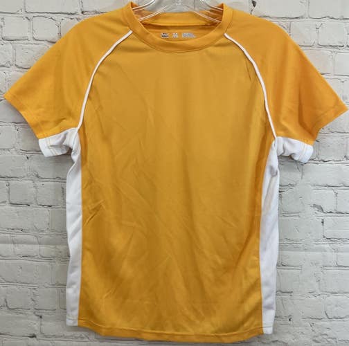 Alleson Athletic Small Youth Activewear Cut Crew Neck Bright Yellow Short Sleeve