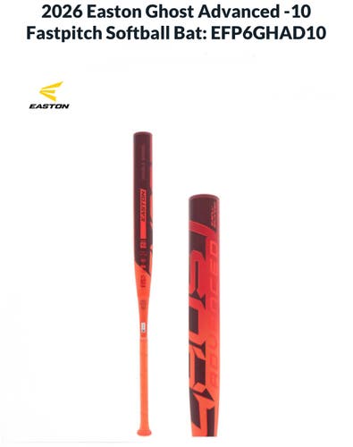 2026 Easton Ghost Advanced Composite Bat (-10) 24 oz 34" (New)