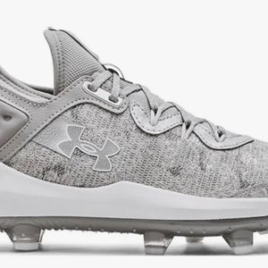 Gray Men's Size M 12.0 (W 13.0) Under Armour Harper 8 Molded Cleats (New)