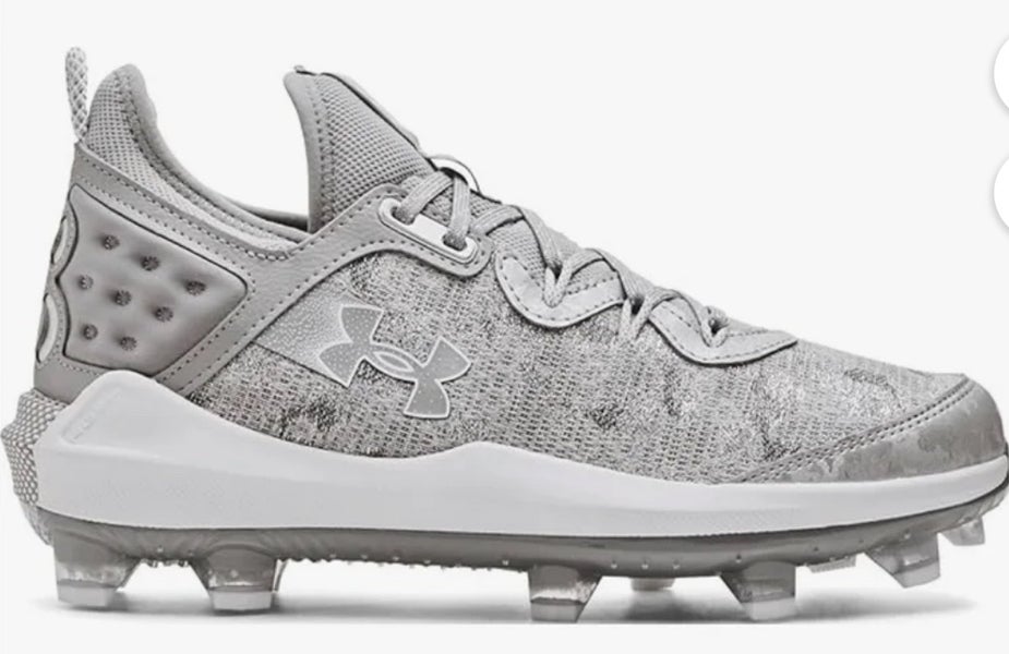 Gray Men's Size M 12.0 (W 13.0) Under Armour Harper 8 Molded Cleats (New)