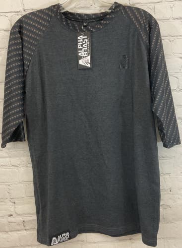 Alpha Beast Apparel Youth Medium Cooling Quarter Sleeve Crew Neck Shirt Gray