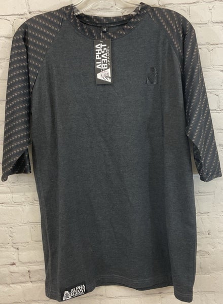 Alpha Beast Apparel Youth Medium Cooling Quarter Sleeve Crew Neck Shirt Gray