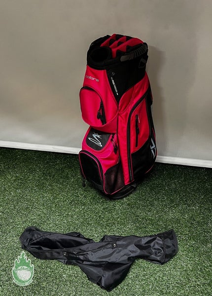 Used Cobra 14-Way Golf Cart/Carry Bag Black/Pink Rainhood & Strap Included