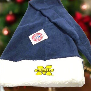 University of Michigan Vintage Late '90s NCAA Fleece NOS Santa Hat w/Bell (New)