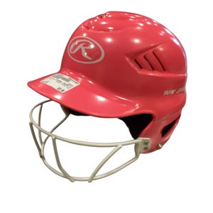 Used Rawlings BASEBALL HELMET PINK Batting Helmet w/Mask Pink MD 11884-S000050887