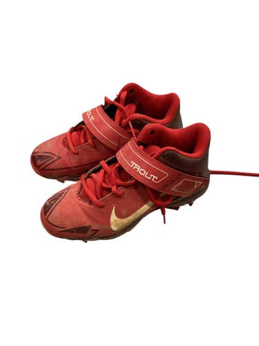 Used Nike TROUT BASEBALL CLEATS BB/SB Cleats Red Junior 01.5 11884-S000050842