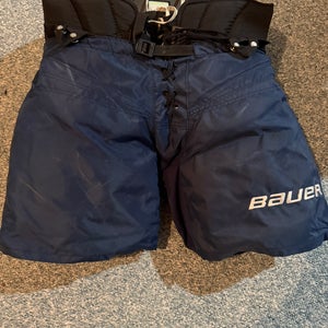 Used Vaughn Ventus SLR Pro goalie pants senior large 38" black Sr ice hockey goal. Navy blue shell