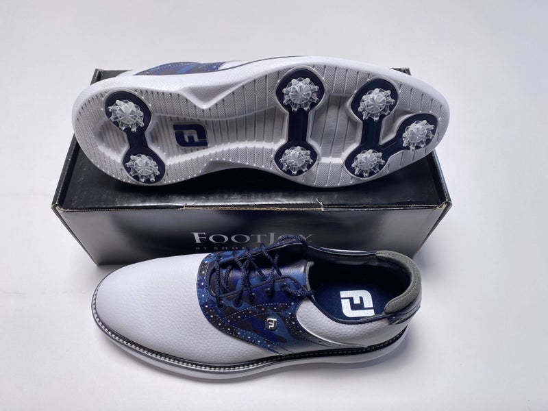 FootJoy FJ Traditions Saddle Camo Golf Shoes White Navy Men's SZ 11 (57945)