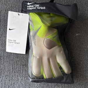 Nike Vapor Grip3 ACC Volt Green Soccer Goalie Gloves Size 10