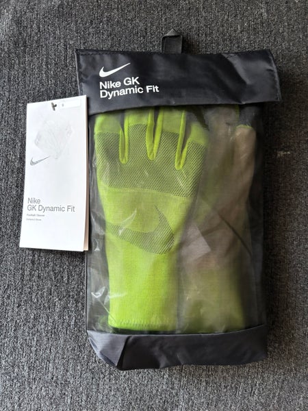 Nike Dynamic Fit Volt Green Soccer Goalie Gloves Size 9