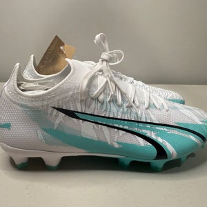 Size 7 Women’s Puma Ultra Match Rush FG/AG Soccer Cleats White Elektro Aqua