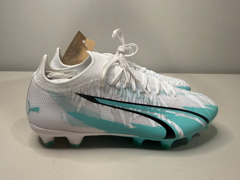 Size 7 Women’s Puma Ultra Match Rush FG/AG Soccer Cleats White Elektro Aqua