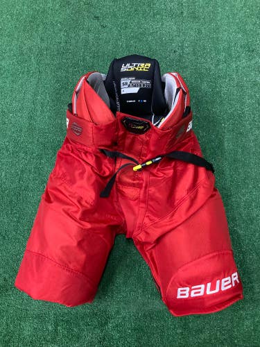 Red Senior Medium Bauer Supreme Ultrasonic Hockey Pants (Used)