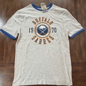 Buffalo Sabres Old School Look NHL Hockey Ringer T-Shirt Men's Size S Ivory NWT