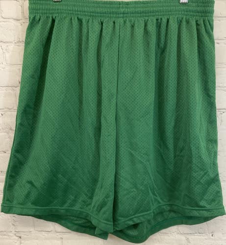 Alleson Basket Ball Short Adult XL Double Sided Mesh Elastic Waistband Green