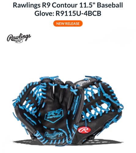 LH Rawlings R9 Baseball Glove 11.5" (New)