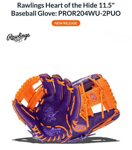 Rawlings Heart of the Hide 11.5" Contour Fit Baseball Glove.  New release 2025 model PROR204WU-2PUO